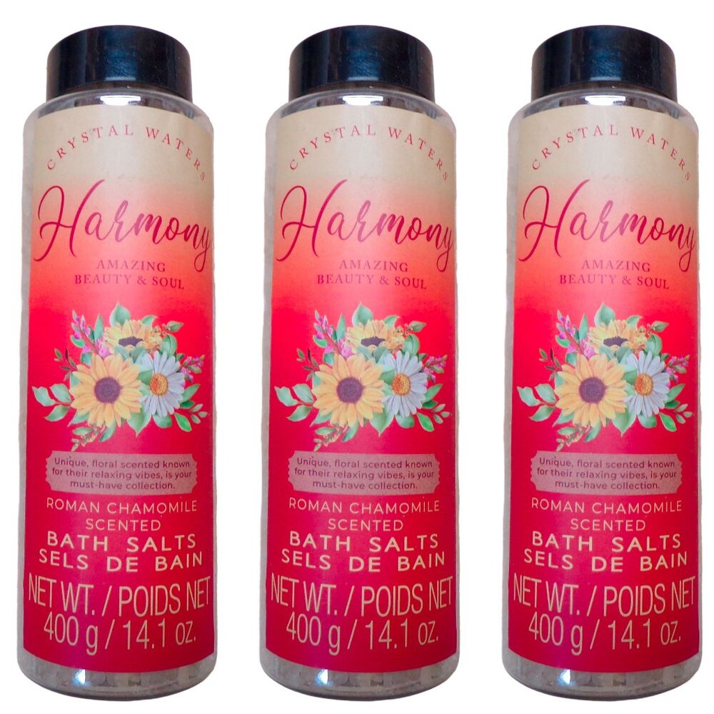 Bath Salts Roman Chamomile Scented Harmony Amazing Beauty & Saul 400g. Set of 3